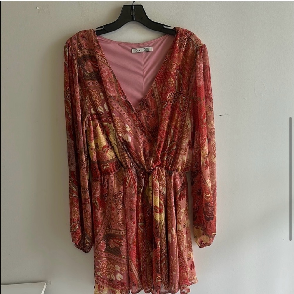 Dex Women's Paisley Mini Dress - Pink and Red